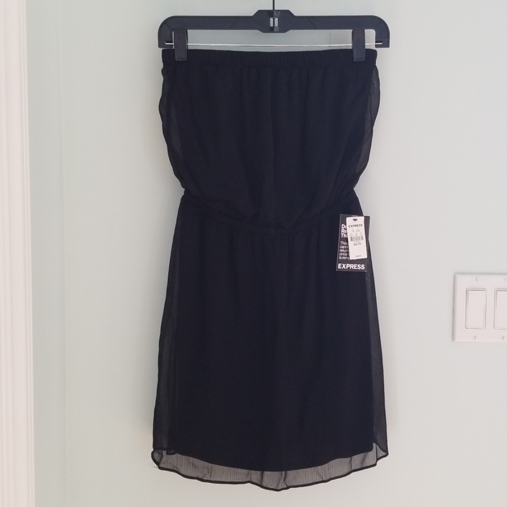 Express chiffon strapless dress